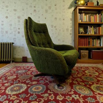 Vintage groene Zweedse fauteuil / swivel chair Swedfurn  beschikbaar voor biedingen