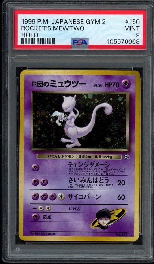 Rocket's Mewtwo Holo PSA 9 - #150 - Japanese Gym Challenge, Hobby en Vrije tijd, Verzamelkaartspellen | Pokémon, Zo goed als nieuw