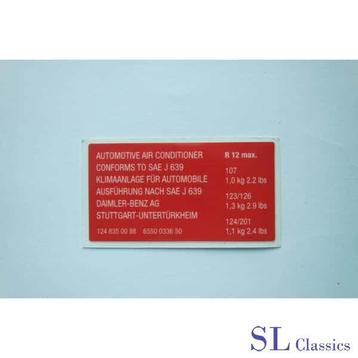 Stikker Air conditioning SAE J 639 Mercedes SL - SLC beschikbaar voor biedingen