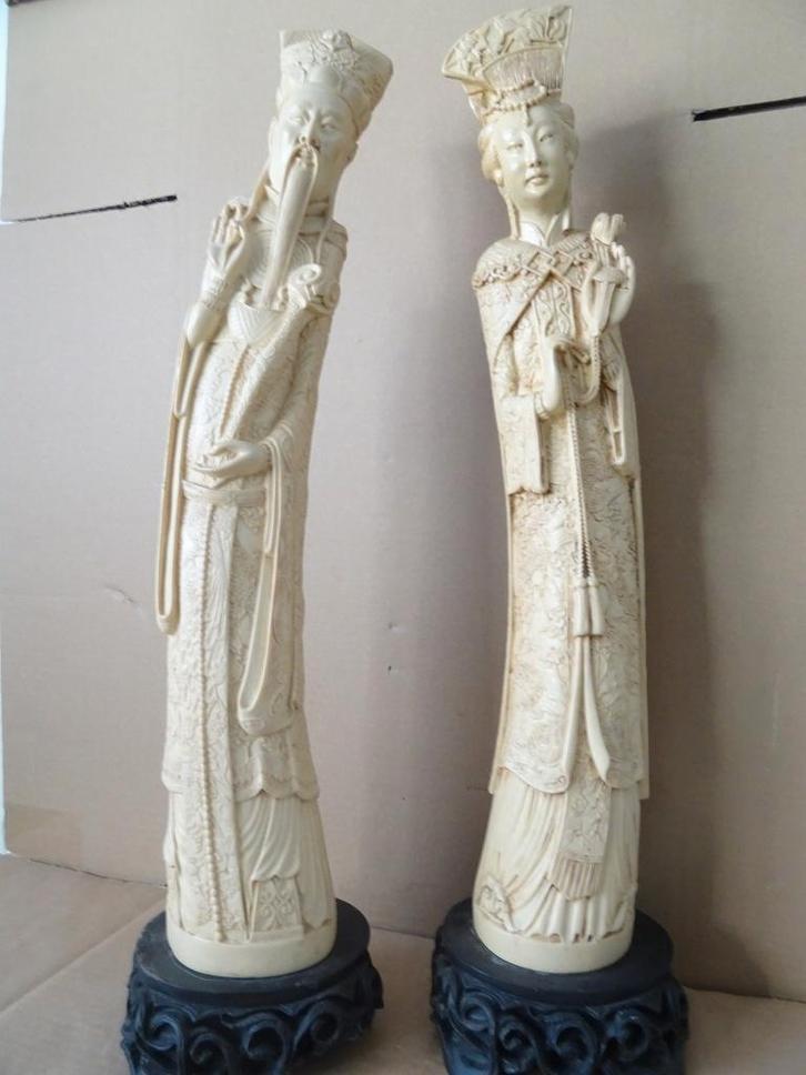 Vintage Chinese beelden man en vrouw China Voet beschadigd, Antiek en Kunst, Curiosa en Brocante, Ophalen of Verzenden