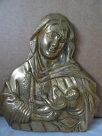 Antiek reliëf Madonna met kind verguld of verbronsd 1900, Antiek en Kunst, Antiek | Religieuze voorwerpen, Ophalen of Verzenden