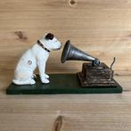 Decoratief gietijzeren beeld – Hond met grammofoonvv, Verzenden, Nieuw