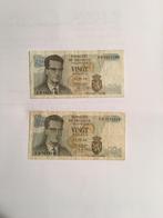 Vintage 20 frank biljetten uit 1964(2 stuks), Ophalen of Verzenden