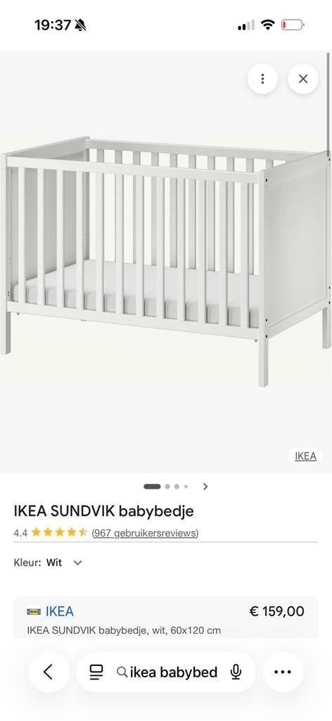 Babybedje ikea sundvik, Kinderen en Baby's, Babywiegjes en Ledikanten, Zo goed als nieuw, Ophalen