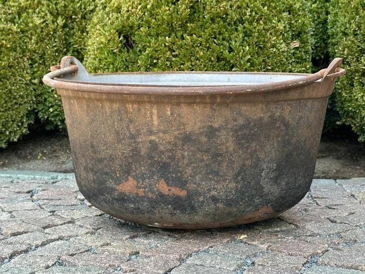 grote gietijzeren ketel met hendel - diameter 47,5 cm, Antiek en Kunst, Curiosa en Brocante, Ophalen
