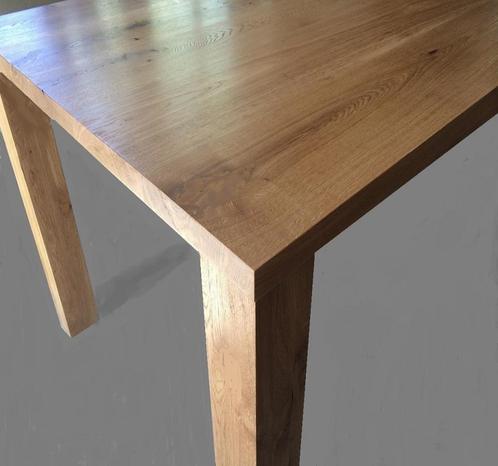 Tafel massief eikenhout sloophout betonlook bamboe op maat., Huis en Inrichting, Tafelonderdelen, Nieuw, Rond, Eikenhout, Grenenhout