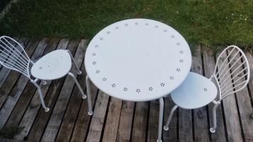 Met 2stoelen metaal, Tuin en Terras, Ophalen, Gebruikt