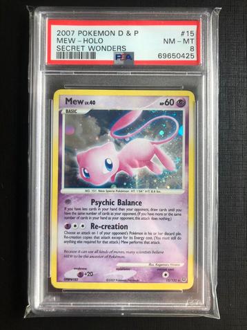 Mew Rare Bleed Holo PSA 8 Secret Wonders beschikbaar voor biedingen