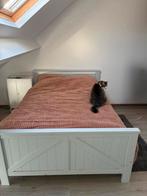 Landelijk bed zonder middenbalk, Huis en Inrichting, Slaapkamer | Bedden, Ophalen, Gebruikt, Blauw, 140 cm