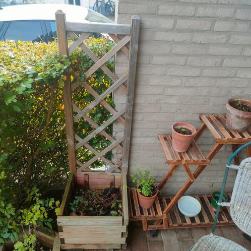 Trellis plantenbak 40 x 40 x 135 cm geïmpregneerd hout, Tuin en Terras, Bloembakken en Plantenbakken, Gebruikt, Hout, Ophalen