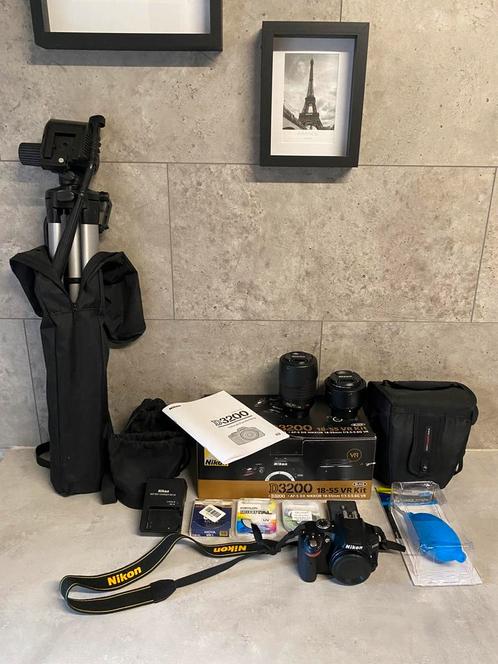 Nikon D3200 + lenzen en accessoires, Audio, Tv en Foto, Fotocamera's Digitaal, Zo goed als nieuw, Nikon, Ophalen