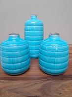 3 turquoise keramiek vazen (zie foto's), Huis en Inrichting, Woonaccessoires | Vazen, Ophalen, Blauw, Aardewerk of Porselein, Nieuw