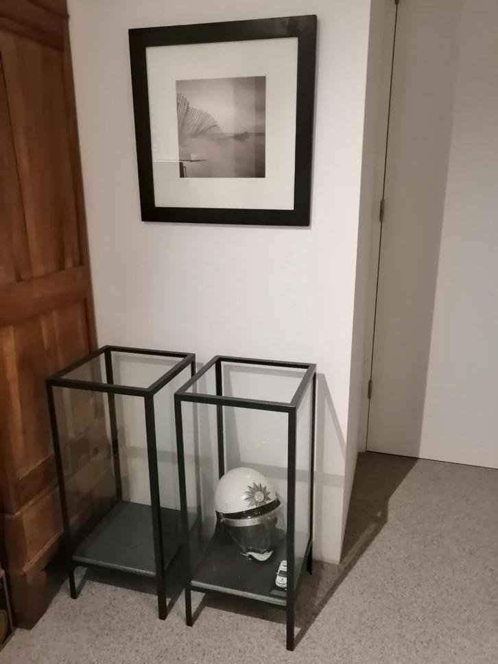 2 antraciet handgemaakte stalen lantaarns met blauwe steen, Huis en Inrichting, Woonaccessoires | Kandelaars en Kaarsen, Zo goed als nieuw