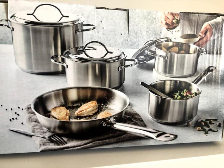 5-delige kookset Demeyere NIEUW, Huis en Inrichting, Keuken | Potten en Pannen, Nieuw, Pannenset, Inox, Inductieplaat, Keramische plaat