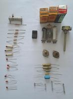 Set radio-onderdelen: lampen,weerstanden,condensatoren, e.a, Verzenden