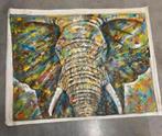 Groot schilderij doek Dr. Bulugu Olifant kunst art painting, Antiek en Kunst, Ophalen of Verzenden
