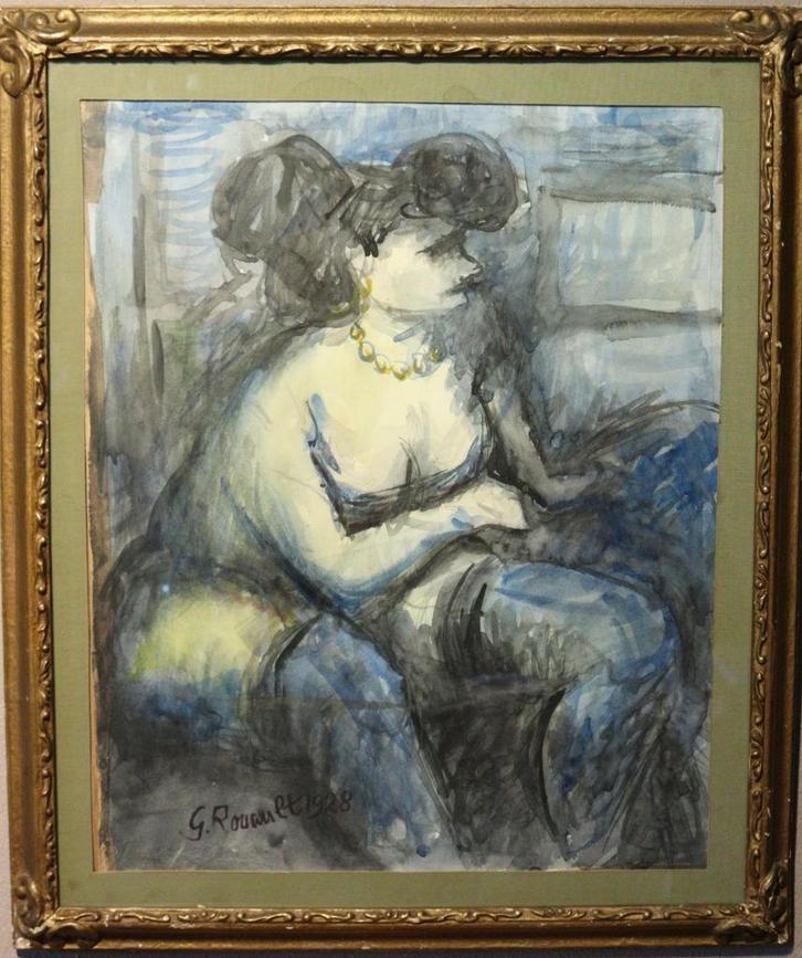 Aquarel van fauvist Georges Rouault, Antiek en Kunst, Kunst | Schilderijen | Klassiek, Ophalen