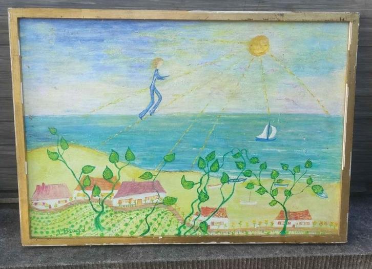 huile sur panneau signe lise brachet, Antiek en Kunst, Kunst | Schilderijen | Klassiek, Ophalen of Verzenden