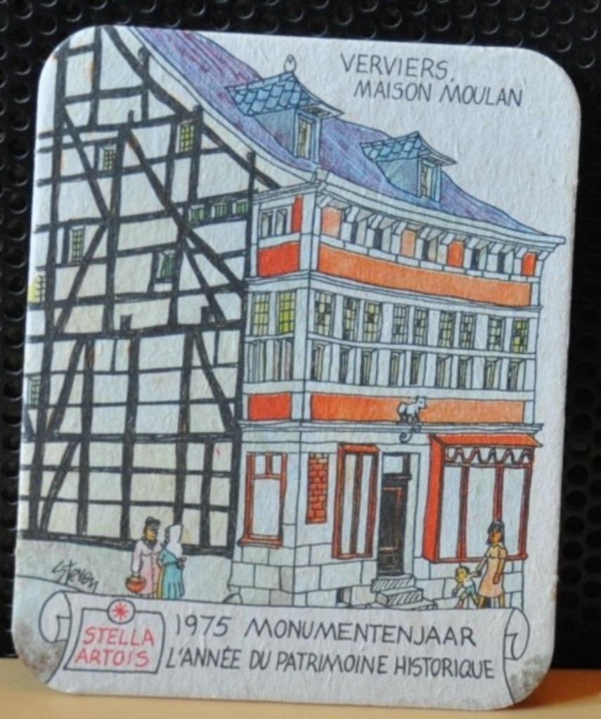 sous bock stella artois  année du patrimoine verviers (10), Collections, Marques de bière, Enlèvement ou Envoi, Utilisé, Sous-bock