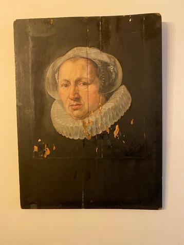 portret XVIIde eeuw Dame NEDERLAND  op paneel  beschikbaar voor biedingen