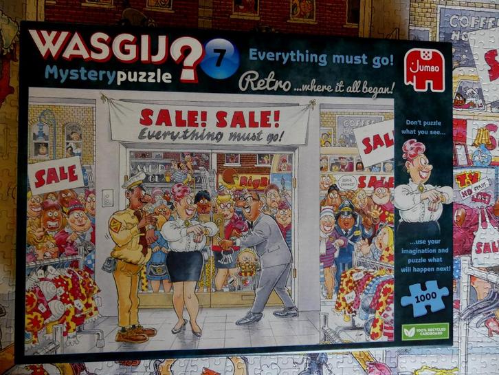 Puzzle Jumbo WASGIJ  Mistery - Everything must go ! 1000 p, Hobby & Loisirs créatifs, Sport cérébral & Puzzles, Comme neuf, Puzzle