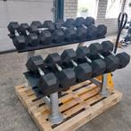 Hexa Dumbells Set 5 kilo tot 40 kilo + heavy-duty opbergrek, Sport en Fitness, Ophalen, Zo goed als nieuw