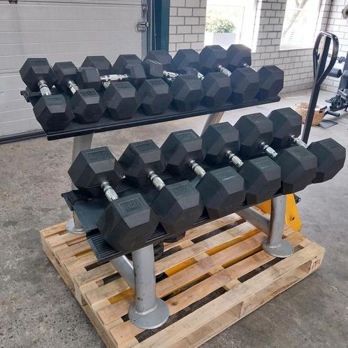 Hexa Dumbells Set 5 kilo tot 40 kilo + heavy-duty opbergrek, Sport en Fitness, Fitnessmaterialen, Zo goed als nieuw, Ophalen