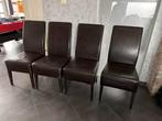 4 leren stoelen van zeer goede kwaliteit, Huis en Inrichting, Stoelen, Vier, Leer, Bruin, Zo goed als nieuw
