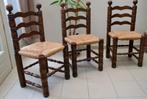 Lot vintage Charles Dudouyt Brutalist rieten stoel uit 1950, Ophalen