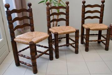 Lot vintage Charles Dudouyt Brutalist rieten stoel uit 1950  beschikbaar voor biedingen