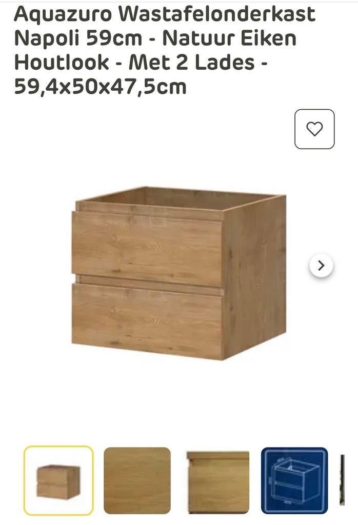 Volledige nieuwe wastafel 60 cm en hoge kolomkast 176 cm, Maison & Meubles, Salle de bain | Meubles de Salle de bain, Neuf, Enlèvement