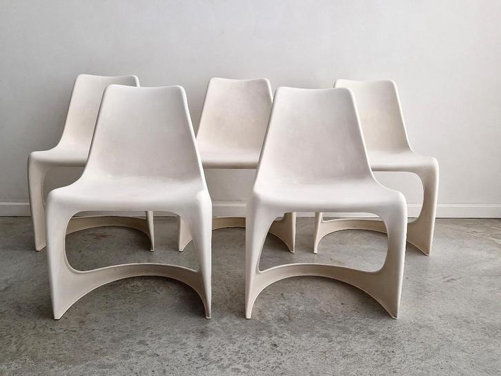 SET VAN 5 JAREN '70 STOELEN VAN S.OSTERGAARD VOOR CADO, Huis en Inrichting, Stoelen, Gebruikt, Vijf, Zes of meer stoelen, Kunststof