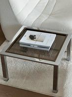 Vintage chroom bijzettafel rookglas jaren 80, Huis en Inrichting, Ophalen, Glas