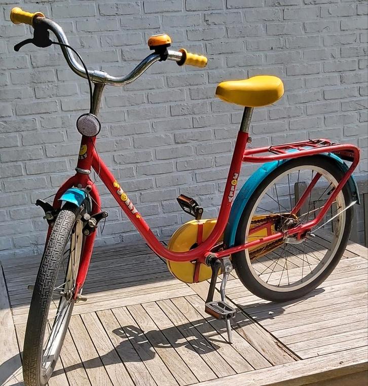 Vrolijke Vintage Kinderfiets 20 Inch met wat werk aan., Fietsen en Brommers, Fietsen | Cruisers en Lowriders, Gebruikt, Ophalen