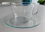 SET VAN 8 ELEGANTE GLAZEN KOFFIETASSEN MET BORDJE – NIEUW!, Ophalen, Nieuw, Glas, Kop(pen) en/of Schotel(s)