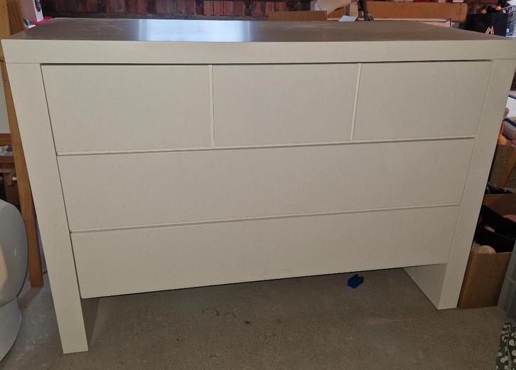 Kinderkamer Woodwork - bed + commode + matras + beschermer, Kinderen en Baby's, Kinderkamer | Bedden, Zo goed als nieuw, 140 tot 160 cm