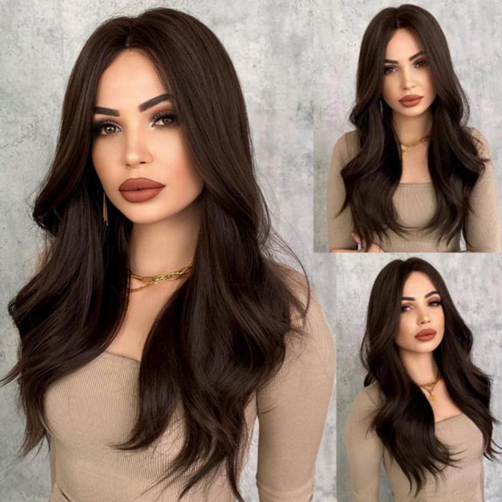 Swiss lace front pruik bruin haar met slagen zonder pony Rob, Handtassen en Accessoires, Uiterlijk | Haarverzorging, Nieuw, Pruik of Haarverlenging