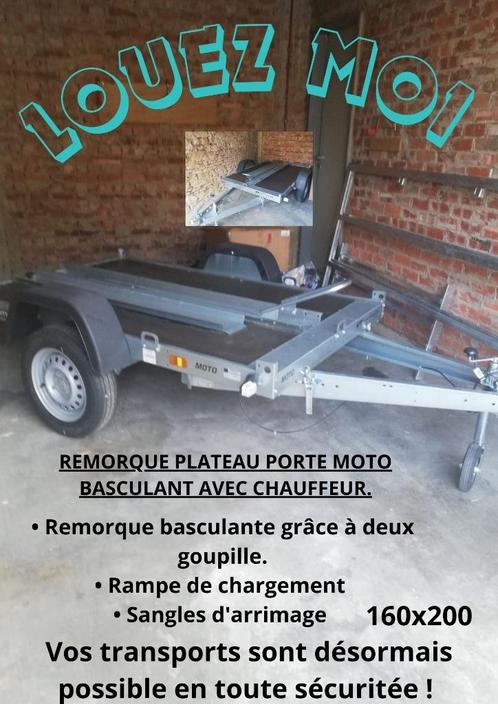 Remorque plateau basculant Porte moto avec chauffeur, Auto diversen, Aanhangers en Bagagewagens, Nieuw, Ophalen