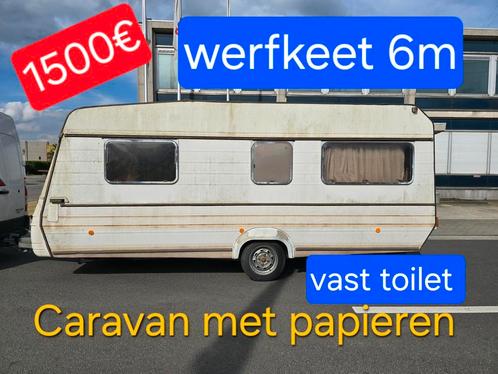 Caravan 1500€ met papieren toilet werfkeet bouw tuin paarden, Caravanes & Camping, Camping-car Accessoires, Comme neuf, Enlèvement ou Envoi