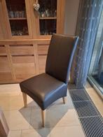 6 stoelen eetkamer leder, Huis en Inrichting, Stoelen, Ophalen, Bruin, Hout, Zo goed als nieuw