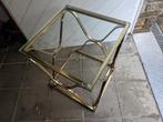 Vintage glazen salontafel en gouden metalen voet