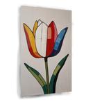 Peinture sur verre tulipe colorée 100x150cm + système d'accr, 75 cm ou plus, Envoi, Création originale, 125 cm ou plus
