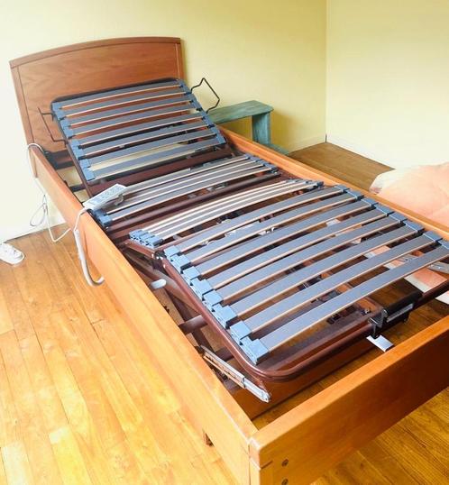 Lit Médicalisé Releveur, Huis en Inrichting, Slaapkamer | Bedden, Gebruikt, Eenpersoons, Overige maten, 200 cm, Hout, Bruin, Verstelbaar