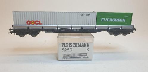Fleischmann 5250 K DB Rongenwagen met OOCL & Evergreen, Hobby en Vrije tijd, Modeltreinen | H0, Zo goed als nieuw, Wagon, Gelijkstroom of Wisselstroom