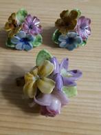 Vintage bloemen broche en oorbellen, Verzenden, Gebruikt, Minder dan 4 cm