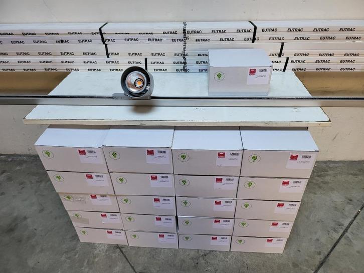 EUTRAC 3 Fase Rail Zilver 18x3 M+LUNOO Spot Sirocco grey Led, Huis en Inrichting, Lampen | Spots, Nieuw, Plafondspot of Wandspot