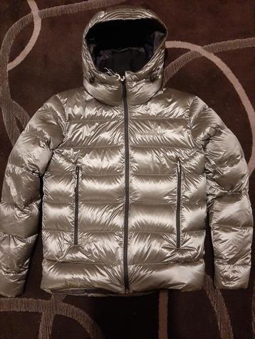 Glanzend zijde zilver down jacket  M 48/50 beschikbaar voor biedingen