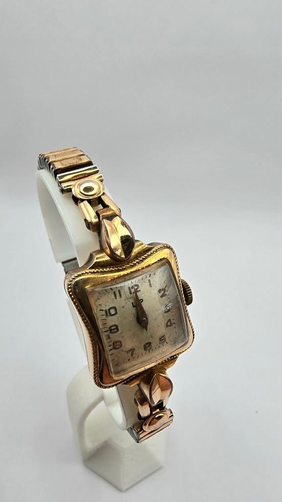 Vintage verguld LIP-horloge, Handtassen en Accessoires, Horloges | Antiek, Polshorloge, Overige merken, Goud, 1930 tot 1960, Met bandje