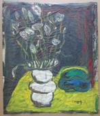 V. DECOOTE / STILLEVEN MET BLOEMEN / OLIEVERF DOEK / 64x55cm, Antiek en Kunst, Ophalen of Verzenden