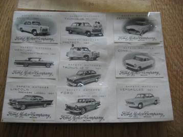 10 étiquettes Lucifer Ford Cars 1957 pour boîtes d'allumette